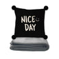 Black White Series Throw Pillow Blanket 2-in-1(Black)