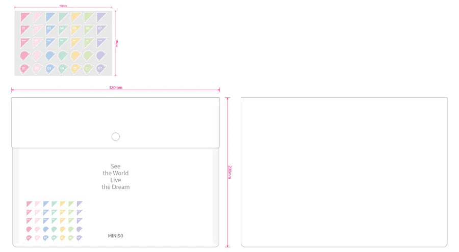 Transparent White Collection PP Document Bag (2 Sticker Sheets Included)