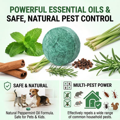 🦟 50% OFF NOW!🔇 🟢 Natural Peppermint Rodent Repellent Tablets – 10 Pack