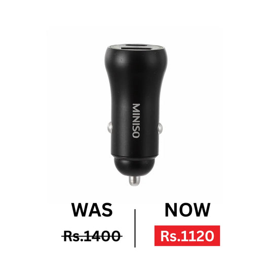 2.4A Two-Output Charger for Car - USB and Type C, Model: U18 (Black)