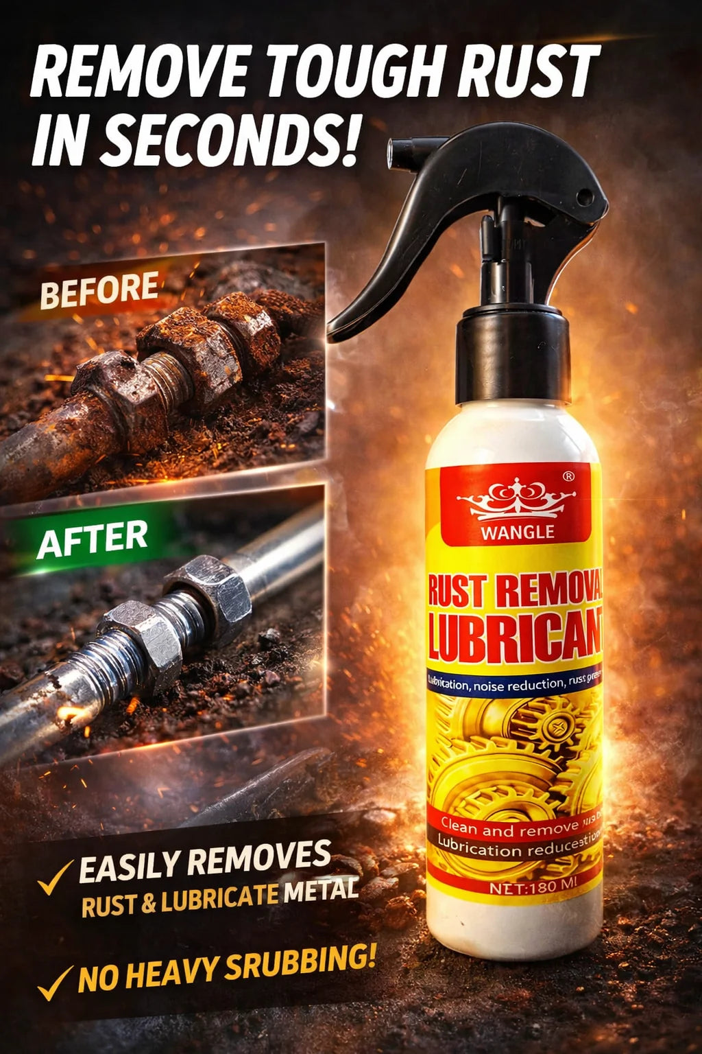⏳🏆Anti-Rust Lubricant Spray & Rust Remover-4| 🔥Buy 1 Get 1 Free🔥