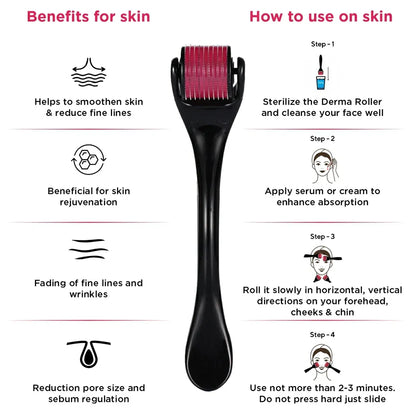 Derma Roller 0.5mm With 540 Stainless Steel Needles