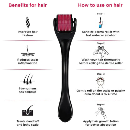 Derma Roller 0.5mm With 540 Stainless Steel Needles