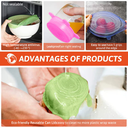 Silicone Cover Stretch Lids Reusable Airtight Food Wrap Covers