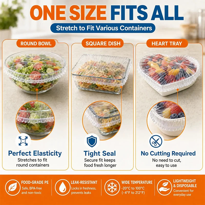 🔥Limited time 50% off！🥗Say goodbye to troublesome traditional cling film! 🍽️ Disposable Stretch Bowl Covers – Keep Food Fresh & Protected Easily