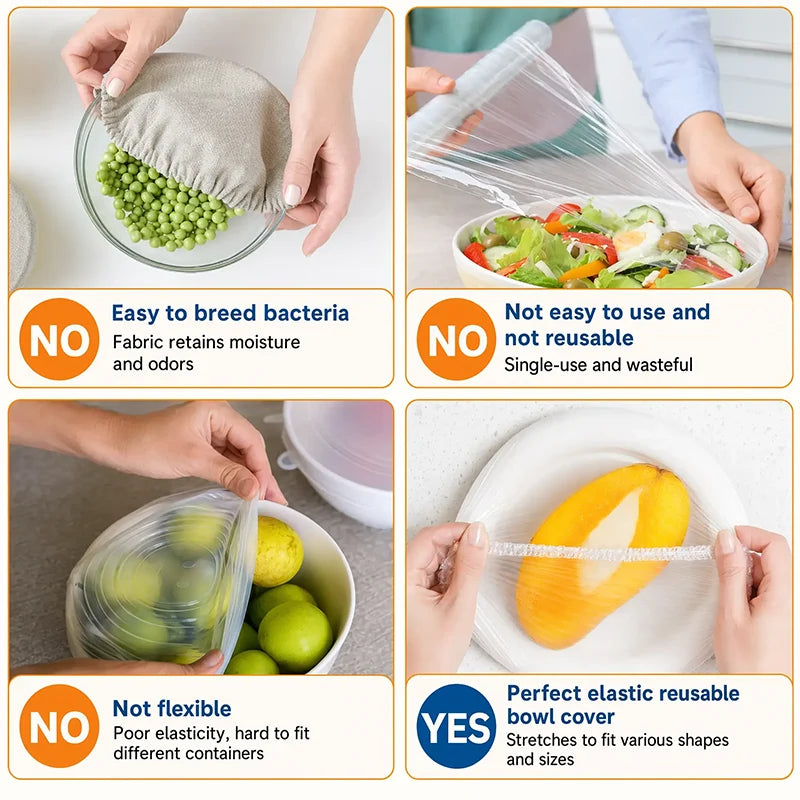🔥Limited time 50% off！🥗Say goodbye to troublesome traditional cling film! 🍽️ Disposable Stretch Bowl Covers – Keep Food Fresh & Protected Easily